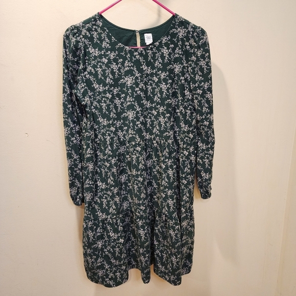 GAP Kids Girls  Green Floral Long Sleeves Corduroy Dress size XXL (14-16) - Picture 6 of 13